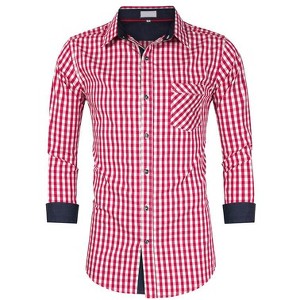 Coolmee Mens Plaid Casual Shirts Soft Long Sleeve Front Button Down Shirts Regular Stretch with Pocket - 1 of 3