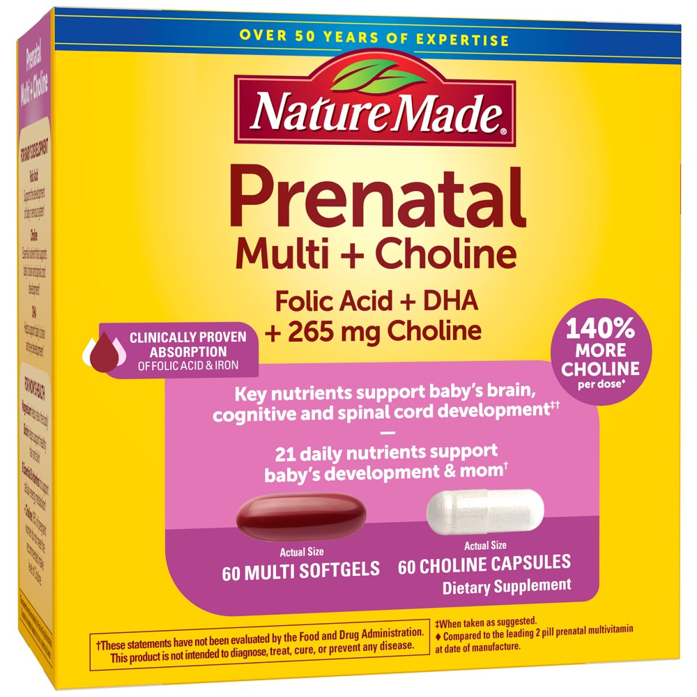 Photos - Vitamins & Minerals Multi Nature Made Prenatal + Choline Softgel Capsule - 120ct 