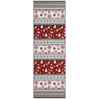 Christmas Washable Vintage Boho Medallion Area Rugs,Large Rug Non-Slip Low Pile Non Shedding Indoor