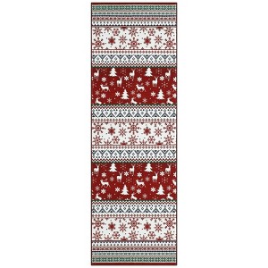 Christmas Washable Vintage Boho Medallion Area Rugs,Large Rug Non-Slip Low Pile Non Shedding Indoor - 1 of 4