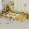 KTMBDW Twin/Full Floor Bed for Children, Sturdy Wood Montessori Bed Frame with Wood Slats, Fence & Door, Montessori Floor Bed for Girls and Boys - 3 of 4