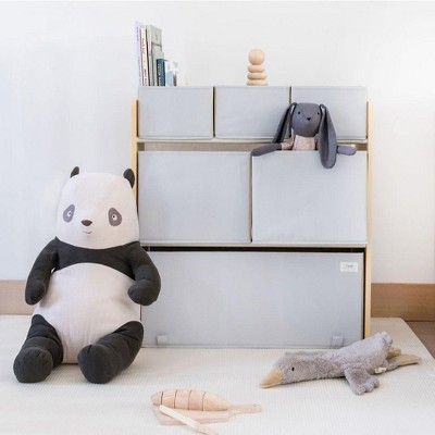 Gray Multi-Bin Toy Organizer with Recycled Fabric Storage