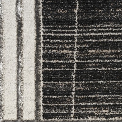 Charcoal Silver Geometric 9' x 12' Synthetic Area Rug