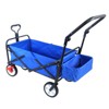 VisioGear Portable Folding Beach Wagons with Wheels, Portable Carts with Adjustable Handle, Blue & Black, 37"*19.48"*40.15" - 2 of 4