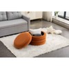 CAVINAS Storage Bench for Bedroom,Round Storage Ottoman Bench with Wooden Shelving for Living Room,Bedroom,Ivory/Black/White/Orange - 4 of 4