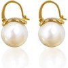 Elegant 925 Sterling Silver Pearl Drop Earrings Dangle Stud Gold Plated Earrings for Women Large Size 12mm - 2 of 4
