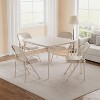 37.7-inch Portable Square Folding Card Table, Beige Metal Folding Table with PU Soft Cushion Suitable for Living Room, Office, Camping - 2 of 4