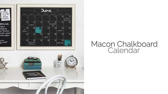 28.88&#34; x 1.11&#34; Macon Framed Magnetic Chalkboard Monthly Calendar White - Kate and Laurel, 2 of 7, play video