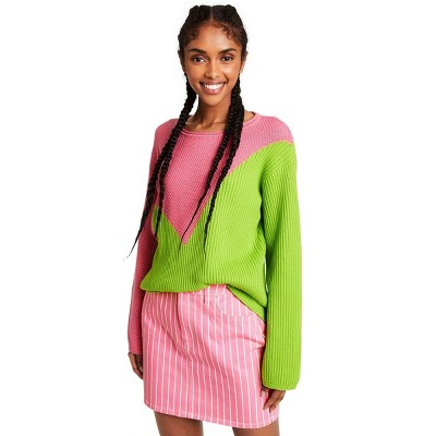 Women's Crewneck Pullover Sweater - Victor Glemaud x Target Pink/Green XXS