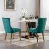 Akoasm Set of 2 Modern Tufted Solid Wood Velvet Upholstered Dining Chair with Gold Stainless Steel Plated Legs-Green - 2 of 4