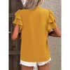 Womens Flowy Tunic Tops with Flutter Sleeve V Neck Tops Front Seam Short Sleeve Blouse Summer Casual Tops - 2 of 4