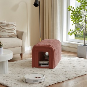Corduroy Storage Ottoman Bench with Hidden Cat House, Pet Nest Supplies Footrest Seat for Living Room, Entryway or Bedroom - 1 of 4