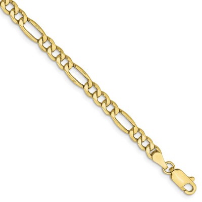 Black Bow Jewelry 4.5mm, 10k Yellow Gold Hollow Figaro Chain Bracelet