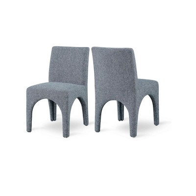 Meridian Furniture,Gramercy Linen Textured Fabric Dining Chair, Set of 2