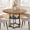 Homhougo Round Dining Table for 4, 38.6 Inch Wood Dining Room Table with Storage Shelf Brown - 4 of 4