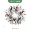 24 Inch Christmas Wreath for Front Door, Pre-Lit LED Lights Christmas Decor with Red Bow & Balls - 3 of 4