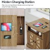 MaseiKar Farmhouse End Table with Charging Station, Large End Tables for Living Room, Large Bedside Table with Rattan-Like Barn Door, Wooden Square - 4 of 4