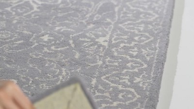 Elegant Grey and Rust Hand-Tufted Wool Area Rug 8' x 10'