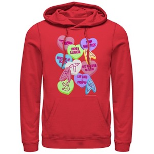 Men's Star Trek Valentine's Starfleet Candy Hearts Pull Over Hoodie - 1 of 3