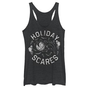 Women's The Nightmare Before Christmas Scary Teddy Holiday Scares Racerback Tank Top - 1 of 4