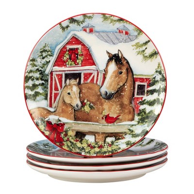 Homestead Christmas Ceramic 16-Piece Holiday Dinnerware Set