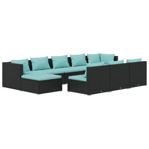 vidaXL Garden Lounge Set Black PE rattan, powder-coated steel, plastic - 1 of 4