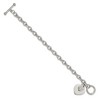 Chisel Stainless Steel Polished Two Hearts with Cubic Zirconia 7.5" Toggle Bracelet - 3 of 3