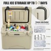Costway 25 QT Portable Cooler Rotomolded Ice Chest Insulated Ice Box for 5-7 Days Charcoal/Tan - 4 of 4