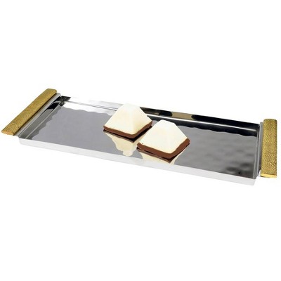 Classic Touch Small Rectangular Tray with Gold Handles