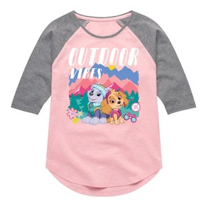 Girls' - Paw Patrol - Outdoor Vibes Shirt Tail Raglan Graphic T-shirt - 1 of 4