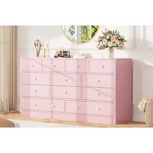 Zstar 12 Drawer Dresser & Chest of Drawers for Bedroom, 61" Wide Wood Storage Cabinet with Power Outlet - 1 of 4