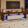 63 Inch TV Stand, Lighting TV Cabinet Media with 2 Drawer, Remote Control 16 Color LED Lights, Up to 70 Inch TV - 4 of 4