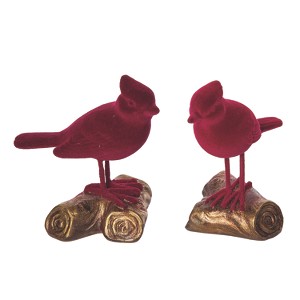 Transpac Resin Flocked Cardinal Decor Set of 2 Christmas Home Decorations - 1 of 1