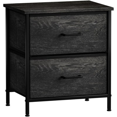Sorbus Nightstand with 2 Drawers - Steel Frame, Wood Top & Easy Pull Fabric Bins - Great for Home, Bedroom, Office & College Dorm