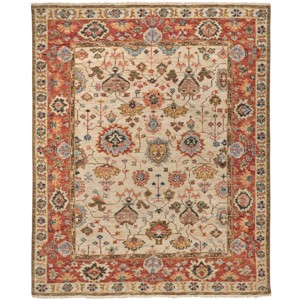 Carrington Traditional Oriental Ivory/Red/Blue Area Rug - 1 of 4