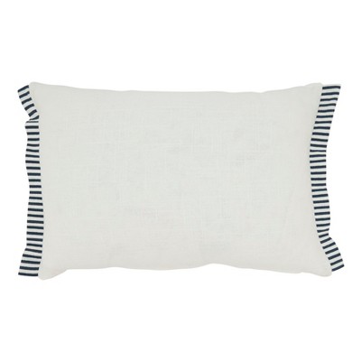 Nautical Off-White Cotton Down Throw Pillow, 12"x18"