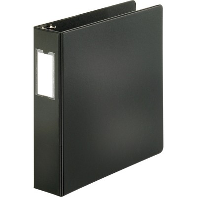 Business Source D-Ring Binder w/Label Holder Hvy-Dty 2" Black 33109