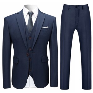 Cloudstyle Mens Stylish 3-Piece One Button Dress Suit Classic Fit Formal Jacket & Vest & Pants - 1 of 4