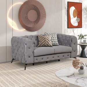 Modern Velvet Upholstered Accent Sofa Chair with Button Tufted Back-ModernLuxe - 1 of 4