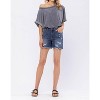 Women's Mid Rise Bleach Splashed Destroyed Denim Shorts - Judy Blue - 4 of 4