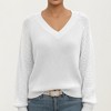 Anna-Kaci Women's Off-Shoulder Knit Sweater with Pointelle Sleeves and Relaxed Fit - 2 of 4