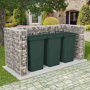 vidaXL Gabion Triple Wheelie Bin Surround Steel 98.4"x39.4"x47.2" - 1 of 4