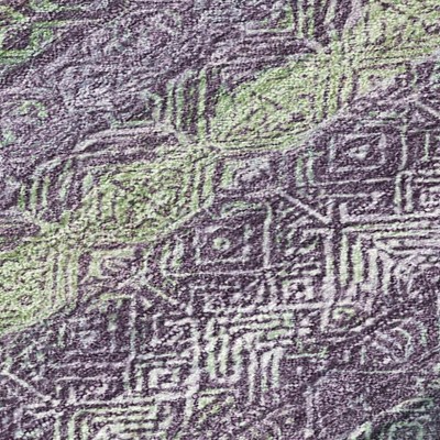HomeRoots 8' Purple And Lime Green Round Striped Washable Indoor Outdoor Area Rug