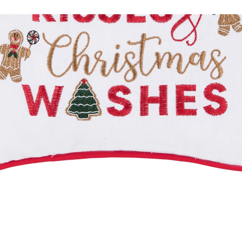 C&F Home 10" x 10" "Gingerbread Kisses and Christmas Wishes" Sentiment with Gingerbread Men Cotton Petite Accent Throw Pillow., 3 of 5