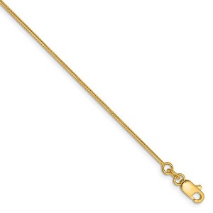 Black Bow Jewelry 1mm, 14k Yellow Gold, Octagonal Snake Chain Anklet or Bracelet - 1 of 4