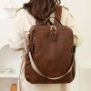 INFURNIC Backpacks Women Retro PU Leather Backpack Multi Function Large Capacity Stylish Travel Work Bag, Brown, 13.26"*16.77"*2.34" - 2 of 4