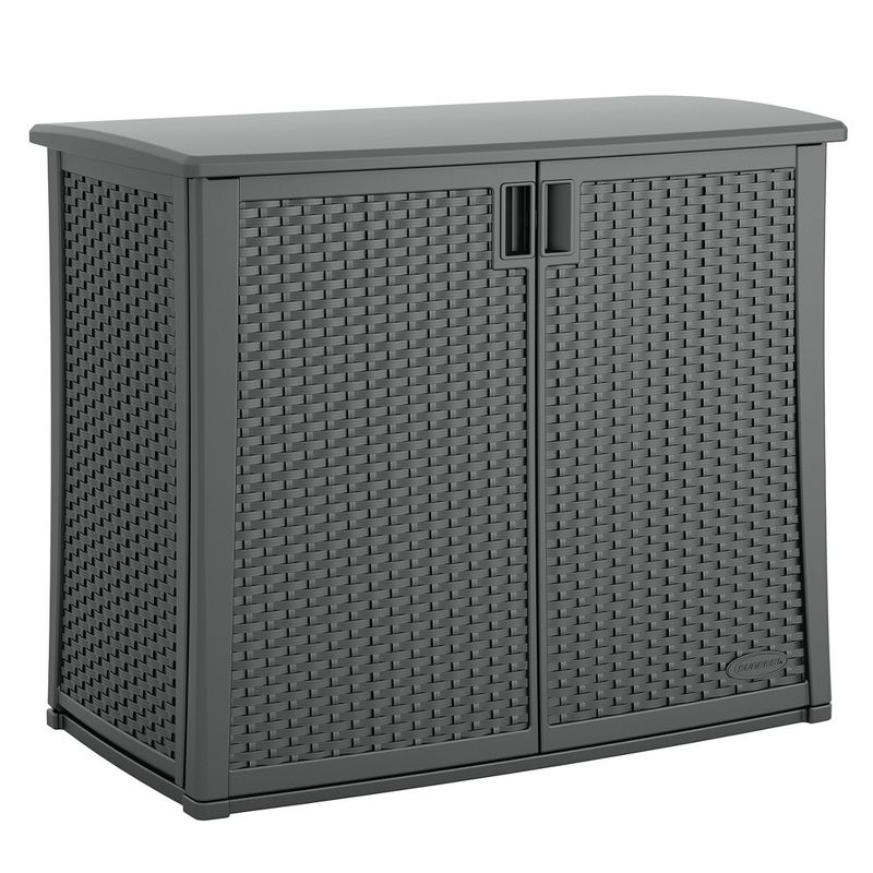 Suncast Lockable Outdoor 2-Door Cabinet Deck Box with Adjustable Shelf for Lawn, Garden, Patio, & Pool Accessory Storage, Cool Gray, 1 of 7