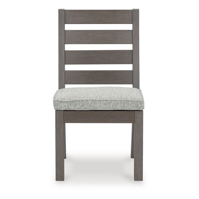 Gray Weatherwood Armless Outdoor Dining Chairs with Cushions (Set of 2)