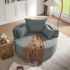 Chenille Upholstered Swivel Barrel Chair, Round Swivel Chair with Removable Pillows for Bedroom,Modern Living Room Lounge Sofa Chair-Koiai - 3 of 4