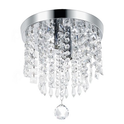 DORESshop 8.7" Crystal Flush Mount Ceiling Light Modern Nickel Dimmable 3-Color Ceiling Light Fixture  for Hallway,